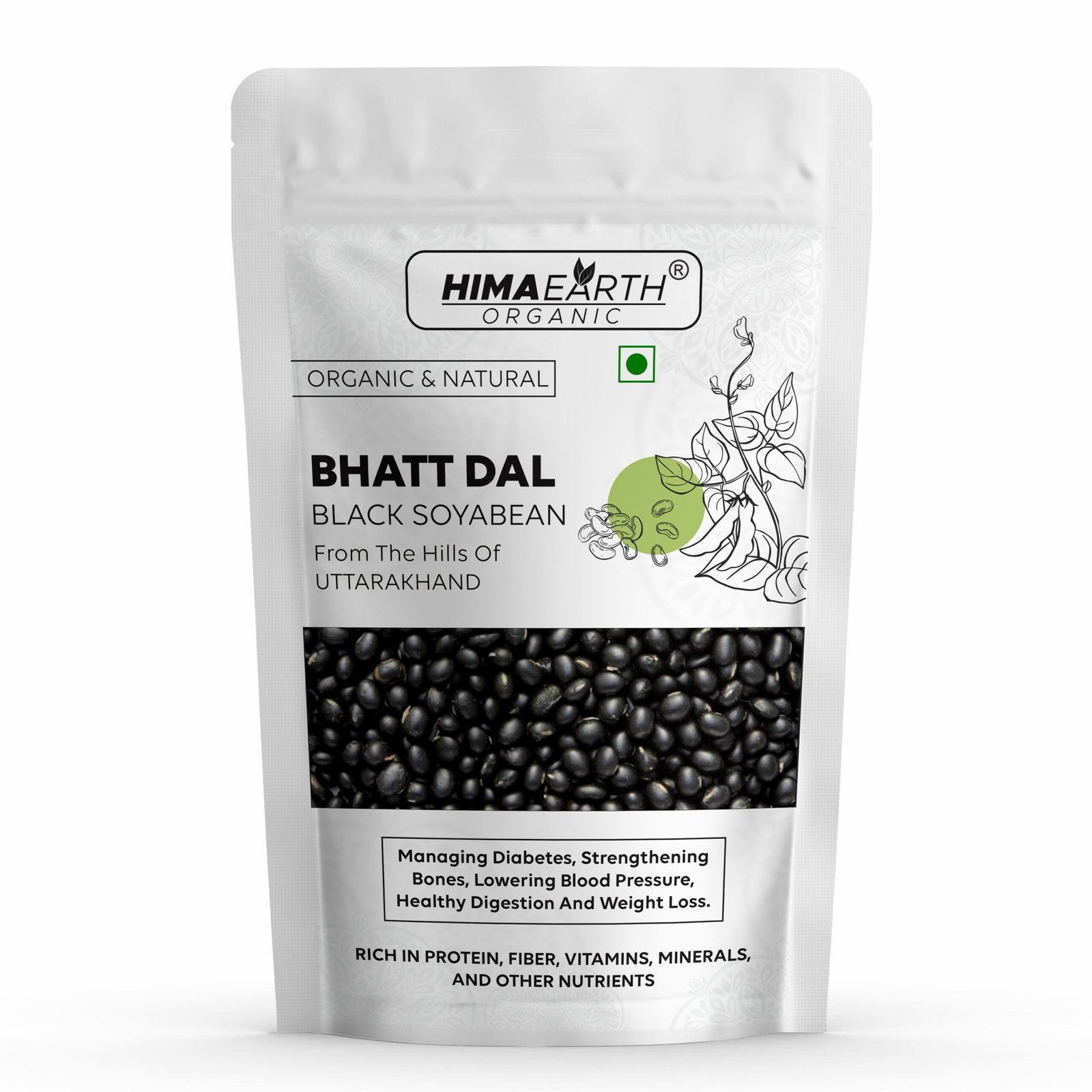 Himaearth Organic Bhatt ki Dal (Black Soybean) 500gm Ancient Grain from Uttarakhand | High Fiber and Protein | Rich in Antioxidants | Black Soyabean Bhatt
