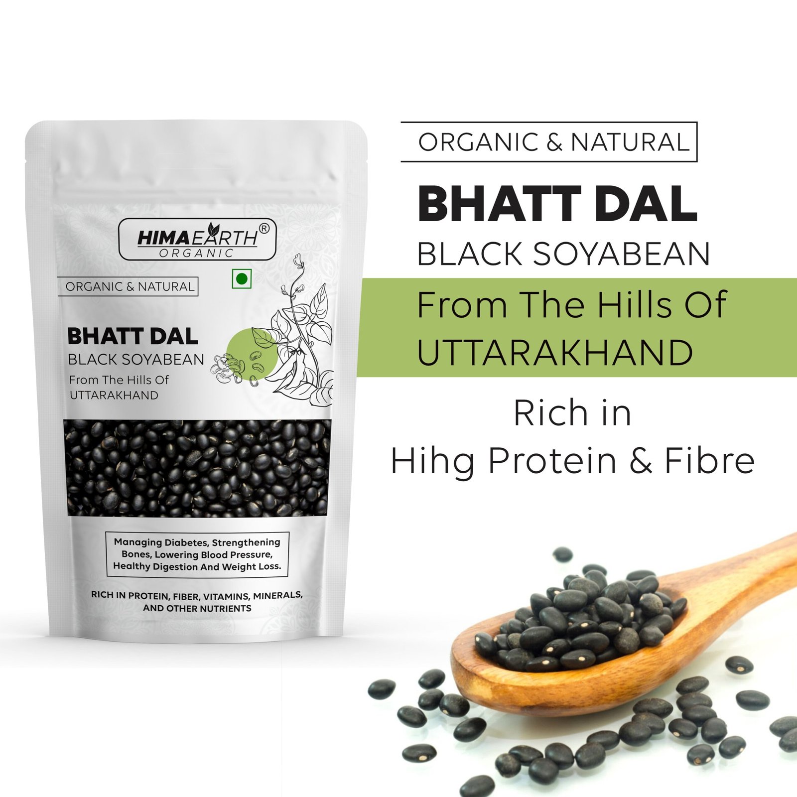 Himaearth Organic Bhatt ki Dal (Black Soybean) 500gm Ancient Grain from Uttarakhand | High Fiber and Protein | Rich in Antioxidants | Black Soyabean Bhatt - Image 3