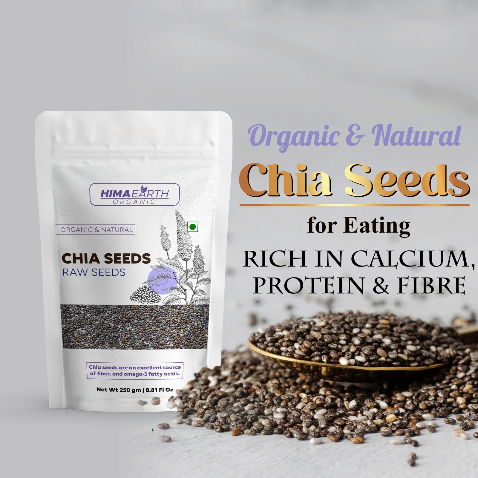 Himaearth Organic Chia Seeds for Eating, Rich in Calcium, Protein & Fibre, Seeds for Weight Management - Image 3