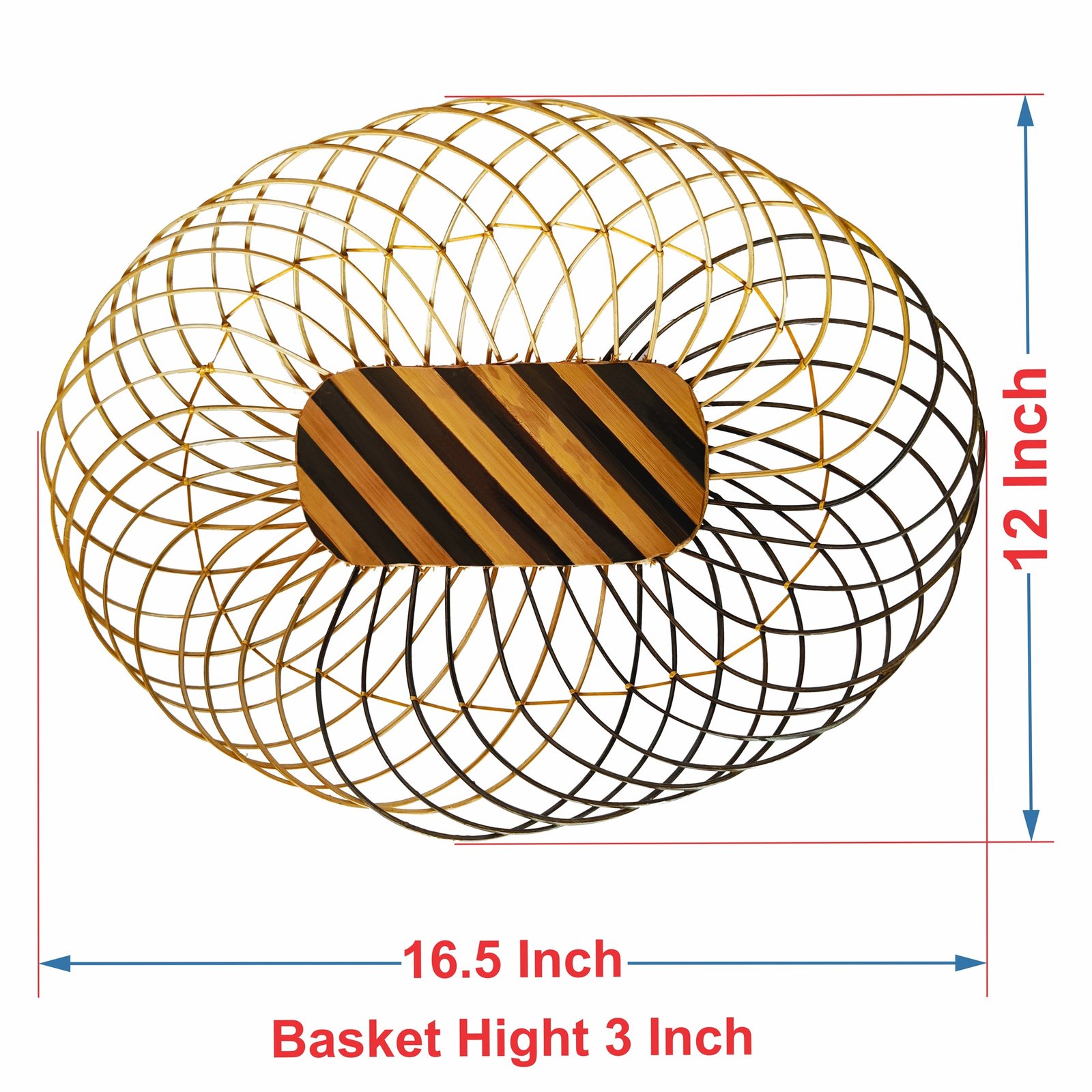 Himaearth Organic Decorative Handcrafted Oval Bamboo Basket Fruit Basket Made of Bamboo || Home Decor, Keeping Fruits, Vegetable etc. - Image 2