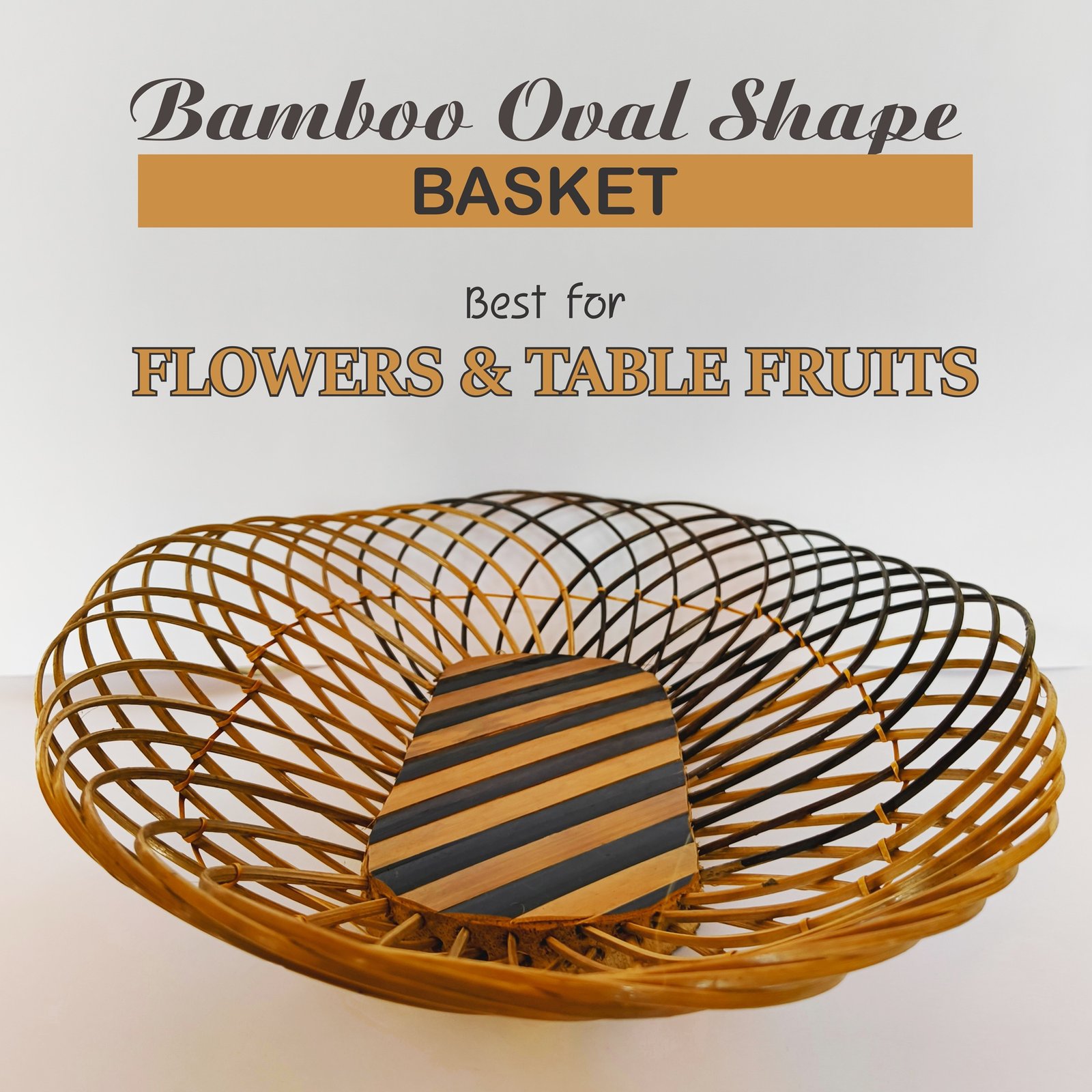 Himaearth Organic Decorative Handcrafted Oval Bamboo Basket Fruit Basket Made of Bamboo || Home Decor, Keeping Fruits, Vegetable etc. - Image 6