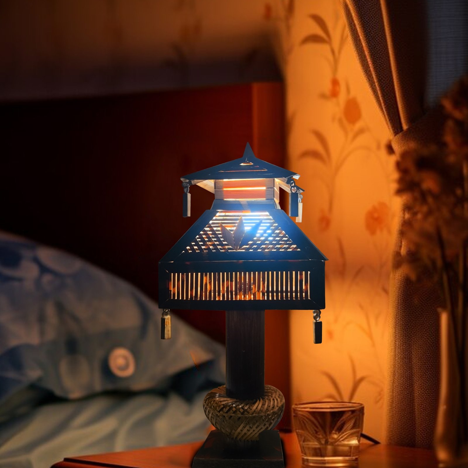 Himaearth Organic Handcrafted, Organic and Natural & Eco Friendly Bamboo Table Lamp/Light/Shade for Indoor/Outdoor/Livingroom/Bedroom/Kitchen/Drawingroom & Home Decor - Image 5