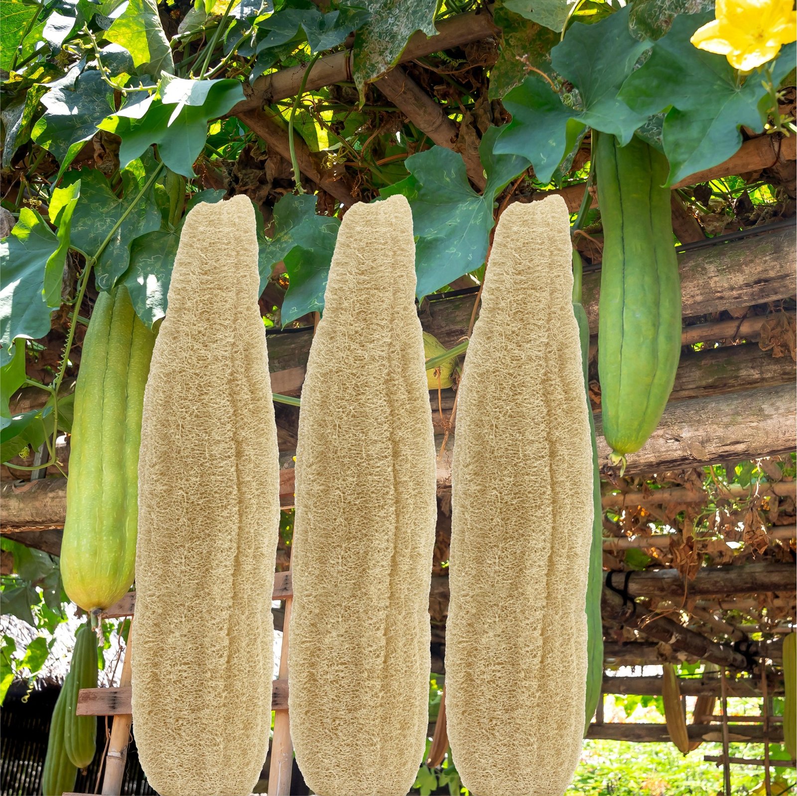 Himaearth Organic Body Scrub Natural Loofah From Sponge for Bathing. Natural Sun Dried Bath Loofah | for Men & Women | Organic Luffa for Bath Shower Skin Exfoliation Pack of 3 | Size : 15-20 Cms Long - Image 8