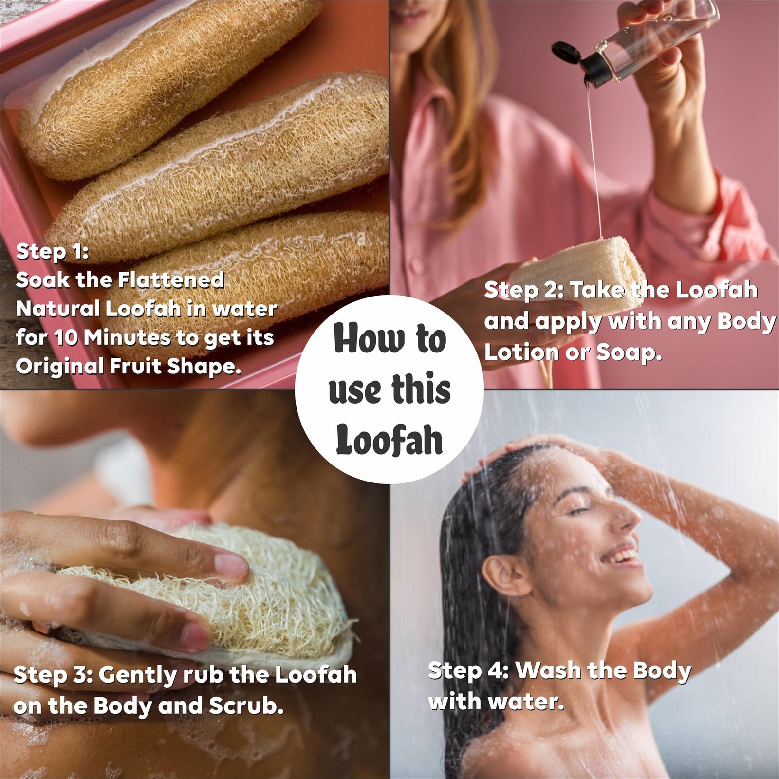 Himaearth Organic Body Scrub Natural Loofah From Sponge for Bathing. Natural Sun Dried Bath Loofah | for Men & Women | Organic Luffa for Bath Shower Skin Exfoliation Pack of 3 | Size : 15-20 Cms Long - Image 4