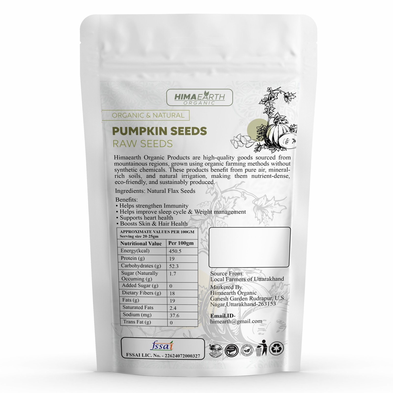 Himaearth Organic Raw Pumpkin Seeds from Uttarakhand, 100% Organic Raw Pumpkin Seeds for Eating | Immunity Booster and Protein Rich Seeds | Healthy Diet Snacks | Weight Management | Rich in Fibre - Image 2
