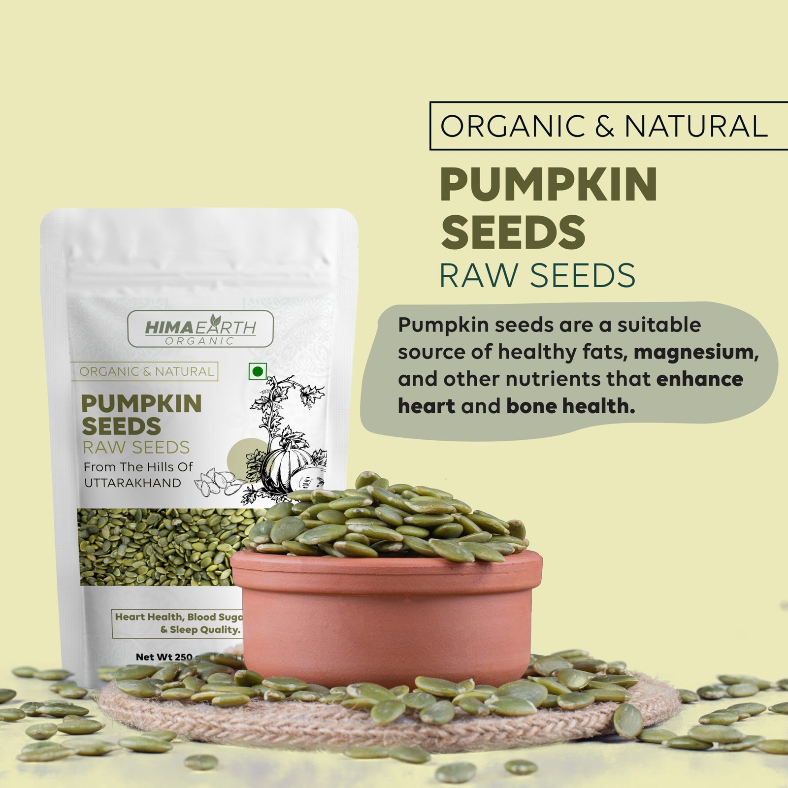 Himaearth Organic Raw Pumpkin Seeds from Uttarakhand, 100% Organic Raw Pumpkin Seeds for Eating | Immunity Booster and Protein Rich Seeds | Healthy Diet Snacks | Weight Management | Rich in Fibre - Image 3