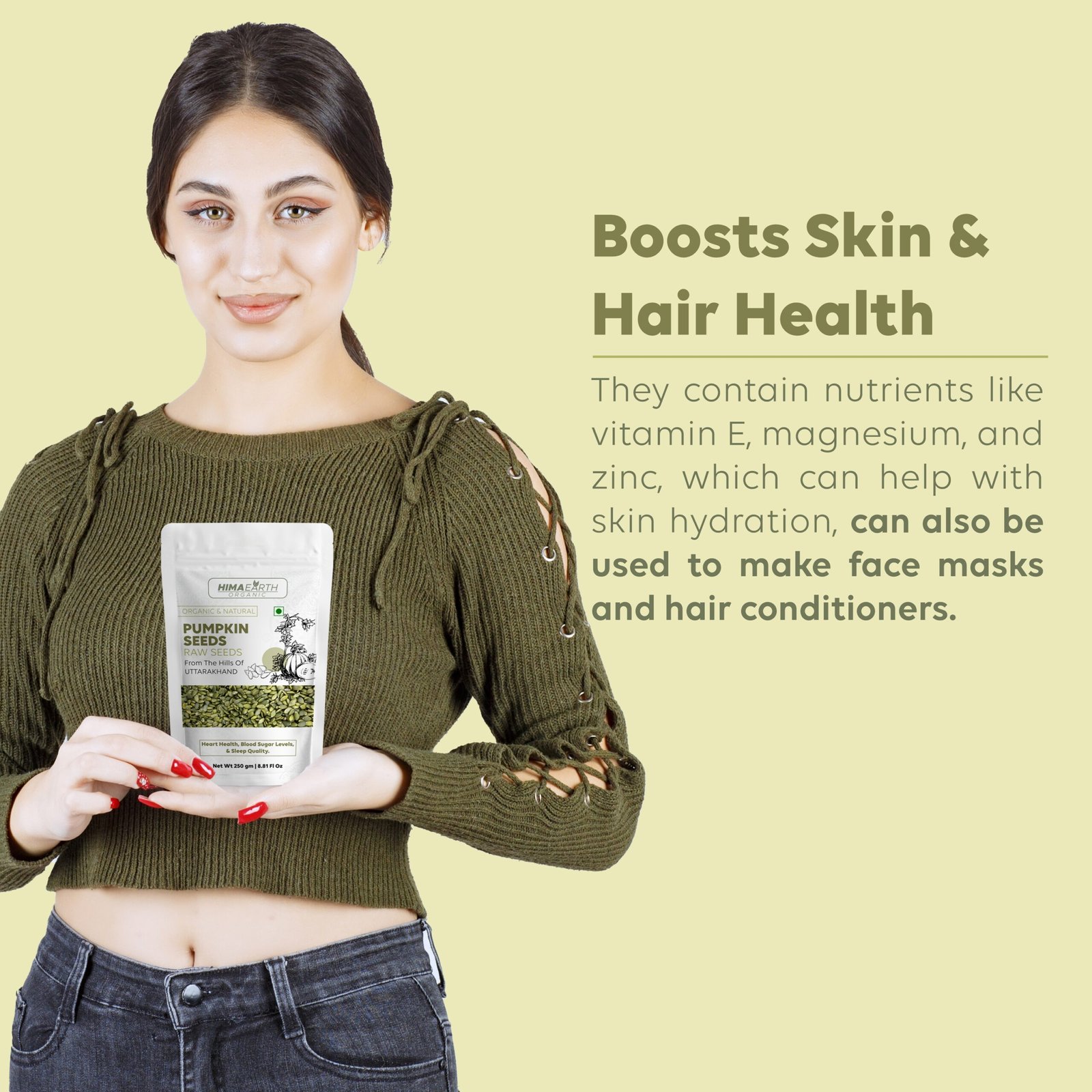 Himaearth Organic Raw Pumpkin Seeds from Uttarakhand, 100% Organic Raw Pumpkin Seeds for Eating | Immunity Booster and Protein Rich Seeds | Healthy Diet Snacks | Weight Management | Rich in Fibre - Image 4