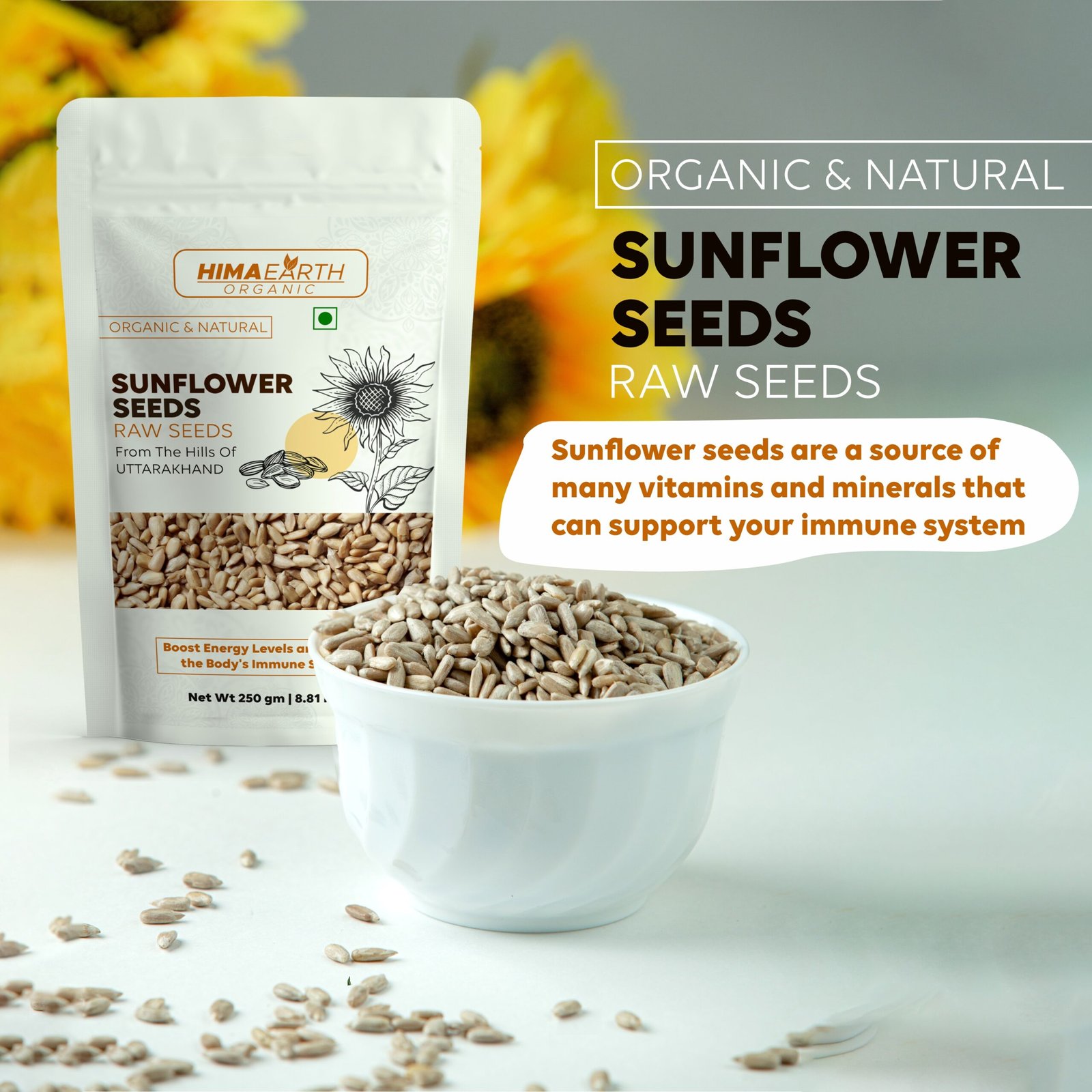 Himaearth Organic Natural Raw Sunflower Seeds for Eating, Source of Vitamins, Protein & Magnesium Antioxidants, Surajmukhi Seeds - Image 4