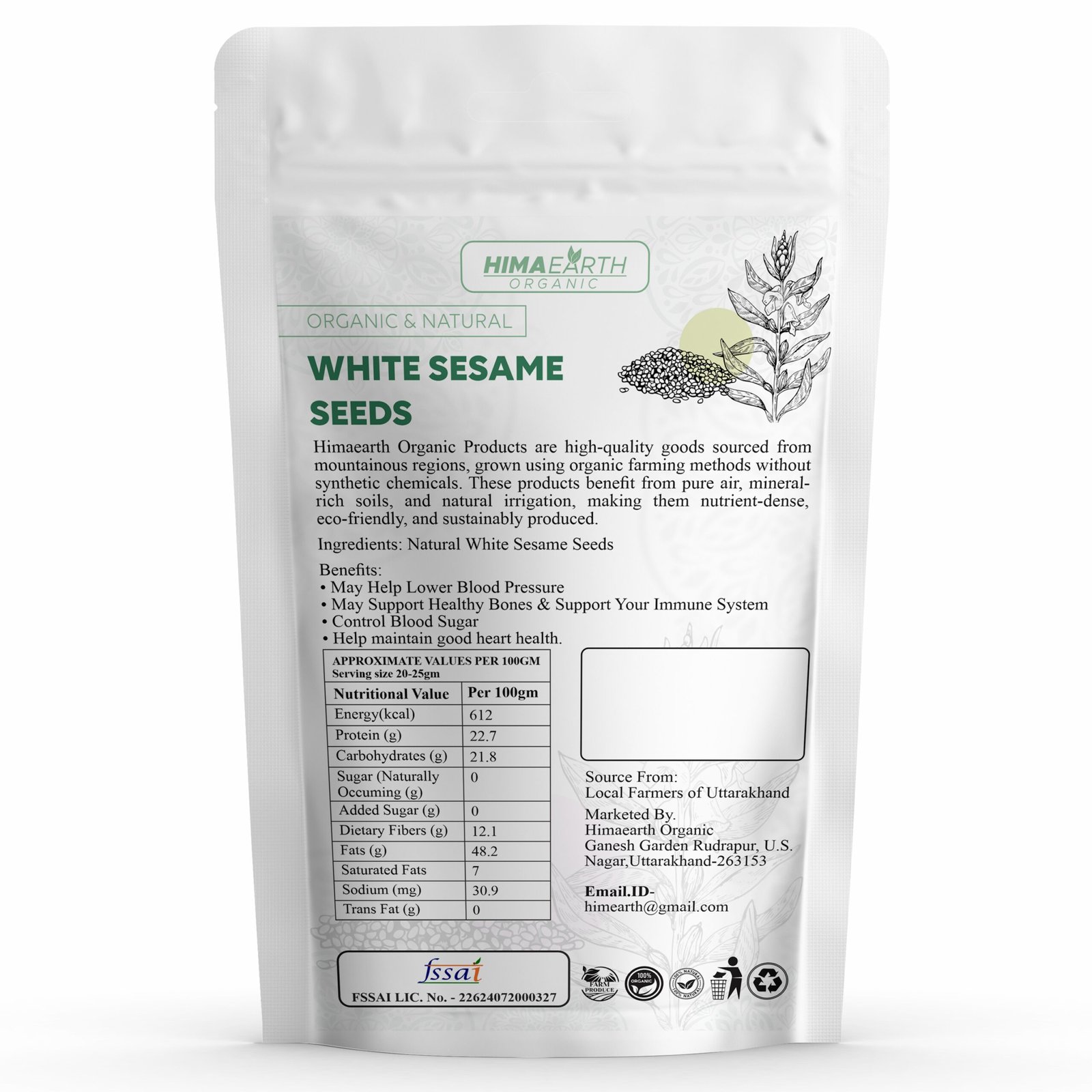 Himaearth Organic White Sesame Raw Seeds, From Uttarakhand Hills, 100% Natural Seeds, Edible Seeds, white til - Image 2